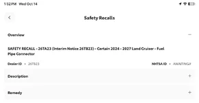 Safety Recall - 26TA23 (Interim Notice 26TB23)