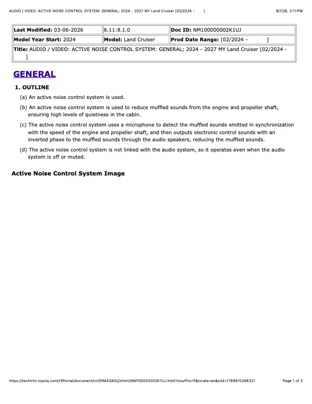 AUDIO - VIDEO- ACTIVE NOISE CONTROL SYSTEM- GENERAL; 2024 - 2027 MY Land Cruiser [02-2024 -  ...webp