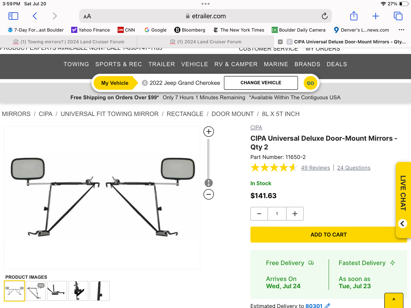 CIPA Universal Deluxe Door-Mount Mirrors - Qty 2 CIPA Mirrors 11650-2.png